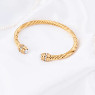 Pearl Twisted Bangle Bracelet- Studio