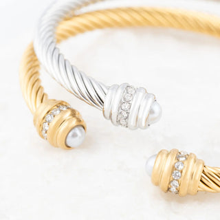 Pearl Twisted Bangle Bracelet- Studio