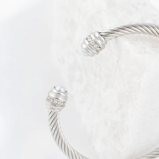 Pearl Twisted Bangle Bracelet- Studio