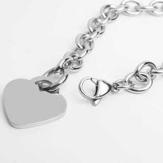 Silver Heart Bracelet or Anklet  with a heart-shaped tag on a white background