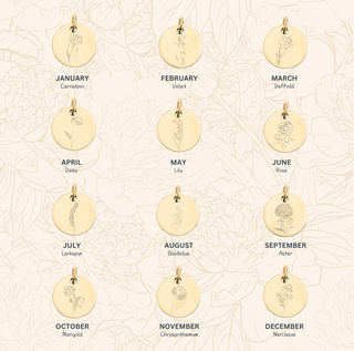 18K gold birth flower pendant necklace