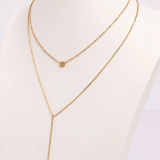 Circle and Satellite Layered Chain Necklace