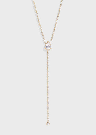 Teardrop CZ Lariat Necklace