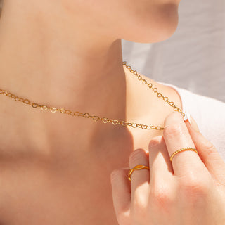 Gold Heart Chain Necklace