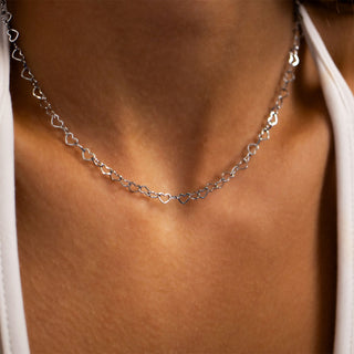 Silver Heart Chain Necklace