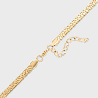 18K Gold PVD Stainless Steel Herringbone Charm Holder Necklace / CHN0101