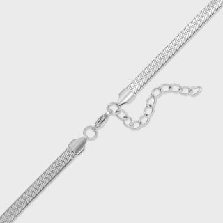 Silver / 18K Gold PVD Stainless Steel Herringbone Charm Holder Necklace / CHN0101
