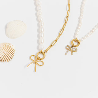18K Gold PVD Stainless Steel Thin Bow Charm