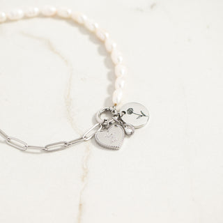 Silver Freshwater Pearl Paperclip Split Chain