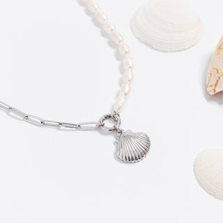 Silver Freshwater Pearl Paperclip Split Chain
