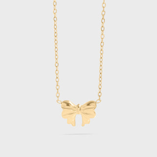 Gold Bow Pendant Necklace 