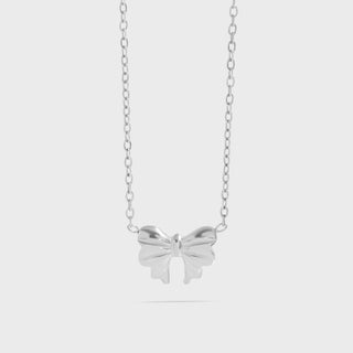 Silver Bow Pendant Necklace 