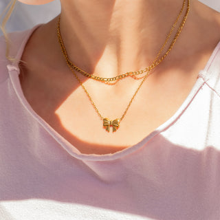 Gold Bow Pendant Necklace