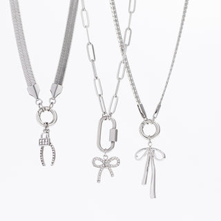 Silver Long Bow Charm on Curb Chain
