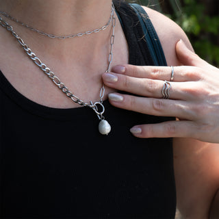New Horizons Freshwater Pearl Carabiner Necklace