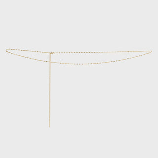 Gold Lip Belly Chain on a light gray background