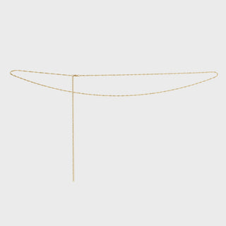 Gold Singapore Belly Chain on a light gray background
