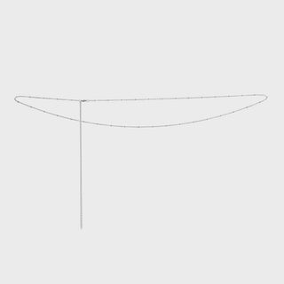 Silver Satellite Belly Chain on a light gray background