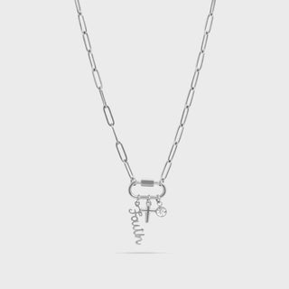 "Cross" Paperclip Carabiner Charm Necklace