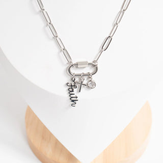 "Cross" Paperclip Carabiner Charm Necklace