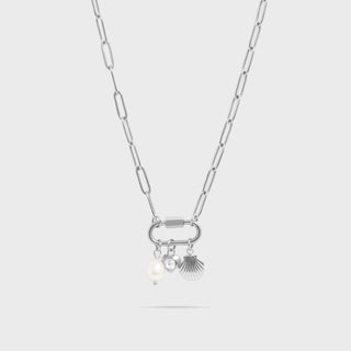 "Sea Shell" Paperclip Carabiner Charm Necklace