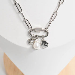 "Sea Shell" Paperclip Carabiner Charm Necklace