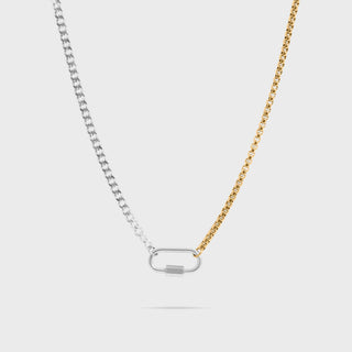 Mixed Metal Carabiner Charm Holder Necklace