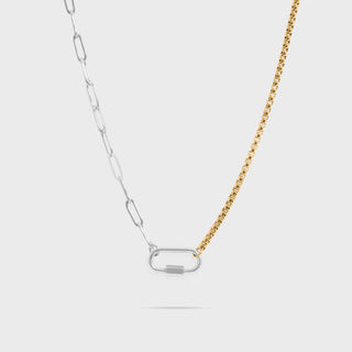 Mixed Metal Paperclip Carabiner Necklace