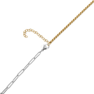 Mixed Metal Split Chain Paperclip Carabiner Charm Holder Necklace