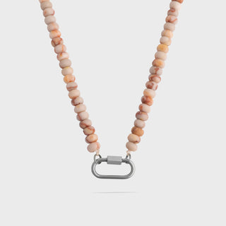Chunky Glass Bead Carabiner Charm Holder Necklace