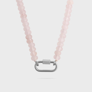 Pink Chunky Glass Bead Carabiner Charm Holder Necklace
