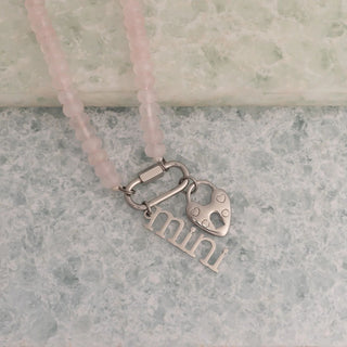 Pink Chunky Glass Bead Carabiner Charm Holder Necklace