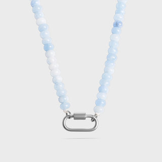 Blue Chunky Glass Bead Carabiner Charm Holder Necklace