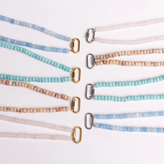 Chunky Glass Bead Carabiner Charm Holder Necklace