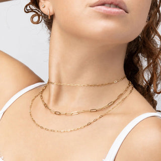 14K Gold Filled PLUS™ 2.5mm Paperclip Chain Necklace- Model