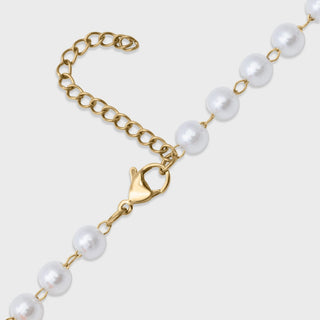 Glass Pearl Beaded Necklace- gold clasp 