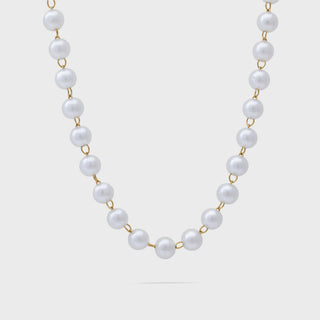 Glass Pearl Beaded Necklace- gold main 