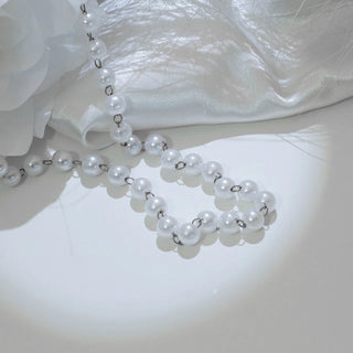 Glass Pearl Beaded Necklace- silver studio 