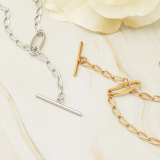 Oval Link Toggle Chain Necklace- gold and silver studio 