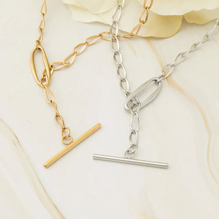 Oval Link Toggle Chain Necklace- gold and silver studio 
