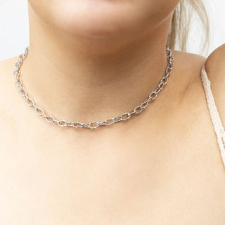Cable Link Chain Necklace- silver model 