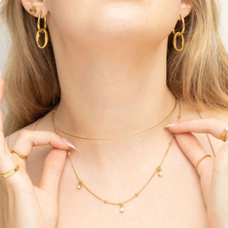 Dangle Stone Necklace - gold model 