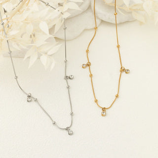 Dangle Stone Necklace - gold and silver studio 