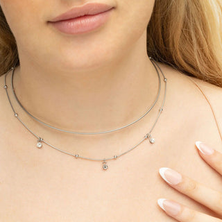 Dangle Stone Necklace - silver model 