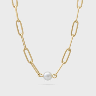 Dainty Pearl Paperclip Necklace- Main