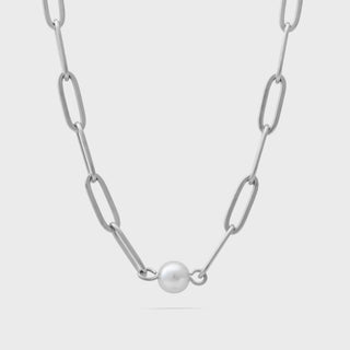 Dainty Pearl Paperclip Necklace- Main