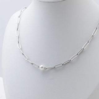 Dainty Pearl Paperclip Necklace- Studio