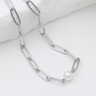 Dainty Pearl Paperclip Necklace- Studio