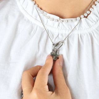 Beaded Carabiner Necklace- Model