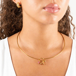 Charm Holder Collar Necklace- Model